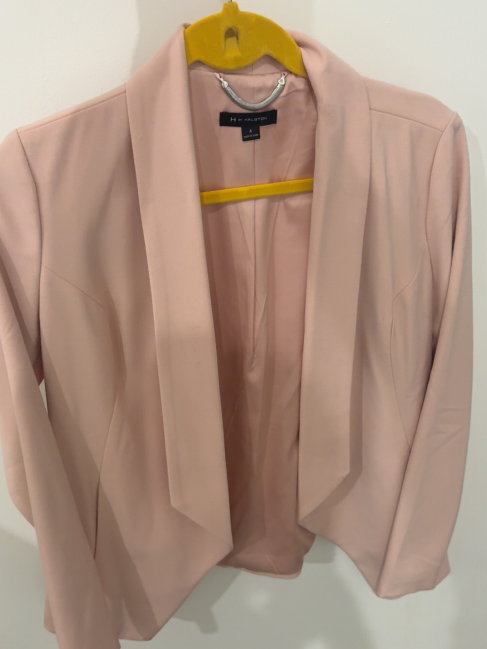 Halston Heritage Draped Open-Front Blazer in Light Blush